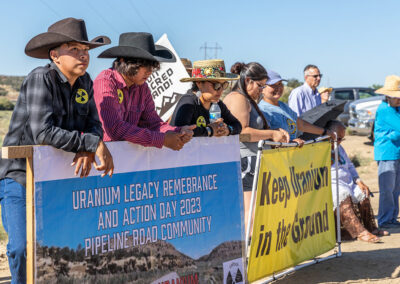 Local residents gather with Red Water Pond Road Community to speak up against uranium mining at the old Church Rock Uranium Mill during the 44th annual Uranium Tailings Spill Commemoration