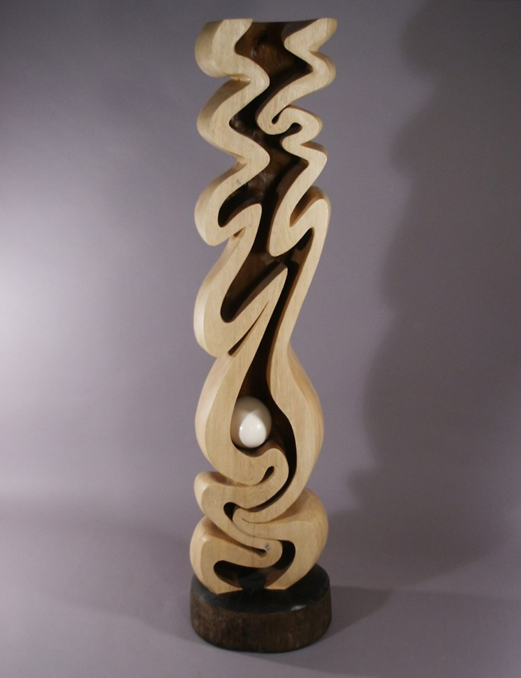 “Origins (Expecting II)”, 46″h x 19″ x 14″, walnut