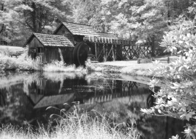 Mark Roberts; Infrared of Mabry Mill; Blue Ridge Parkway category winner; 2020 Appalachian Mountain Photography Competition & Exhibition.
