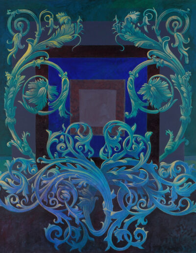Steve Lotz; Victorian Plant Icon; Acrylic and wax pencil on canvas.