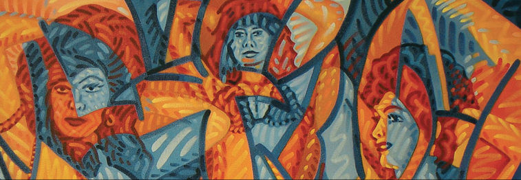 Antonio Alvarez Morán, Tres vedettes, versión rítmica (Lisa de Liz, Zulma Faiad e Iris Cristal), 2008. Oil on canvas. Image courtesy of the artist.