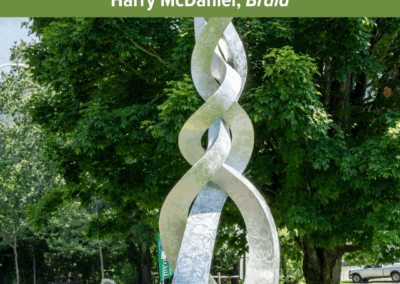 white metal braided upward sculpture