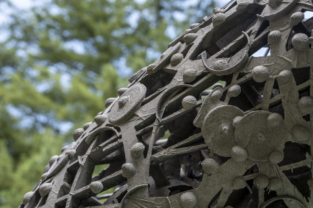 Detailed shot of a metal sculpture.