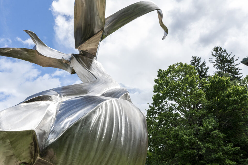 Detailed shot of a metal sculpture.