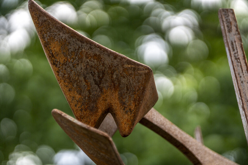 Detailed shot of a metal sculpture.