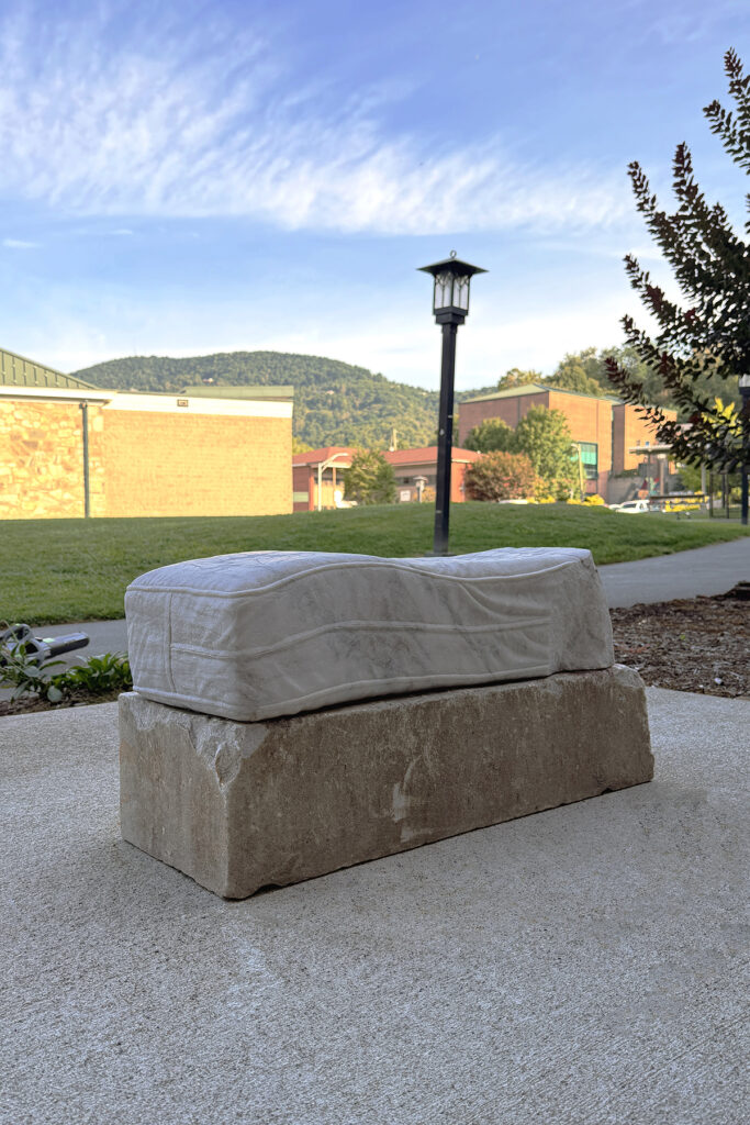 Marble bench resembling cushions